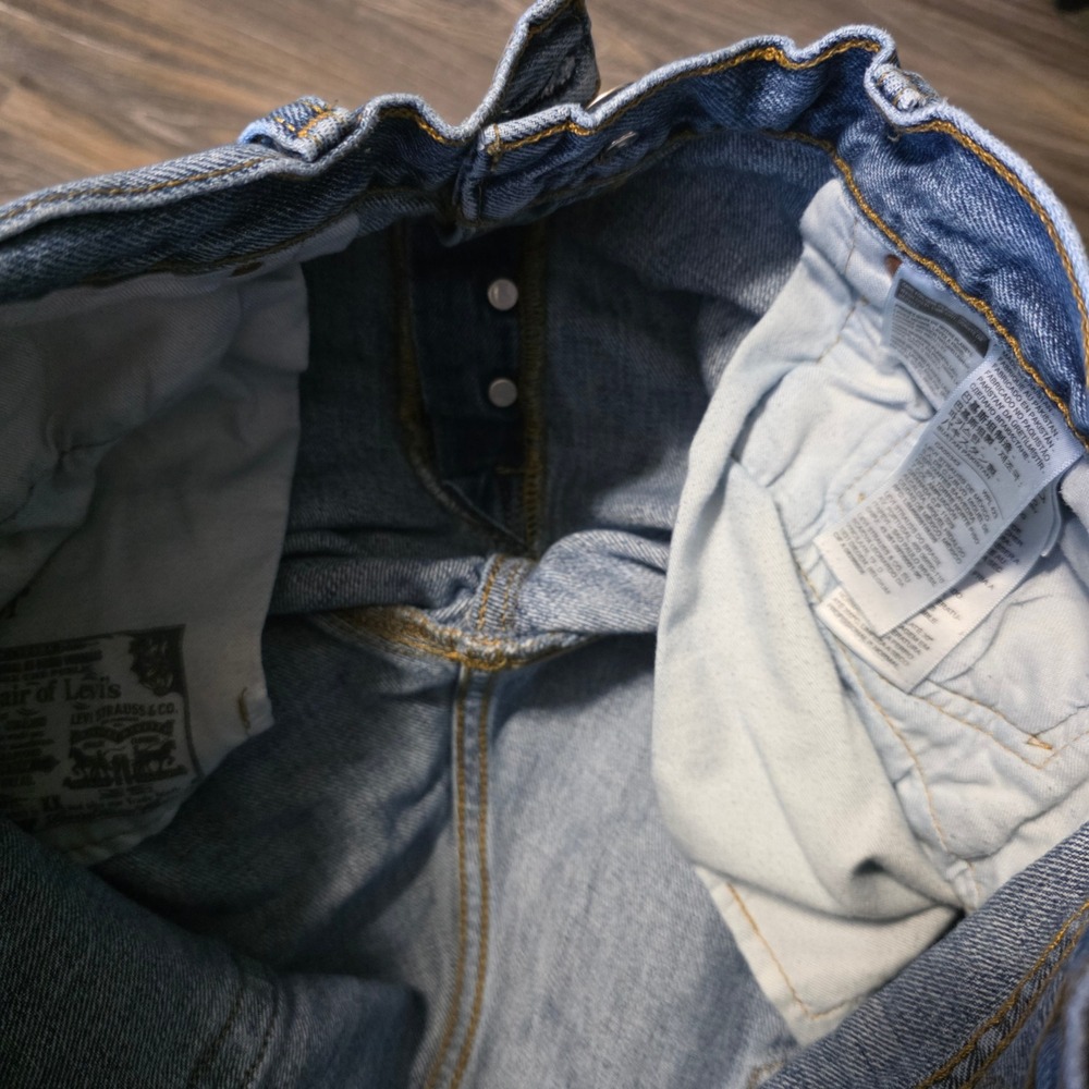 Levis 501 Original Mens Straight Leg Button Fly Blue Denim Jeans 34x30 - Picture 5 of 11